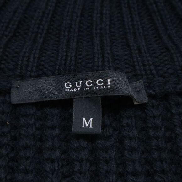 Gucci Black 327504 Duffle Knit Cardigan M - Picture 4 of 6